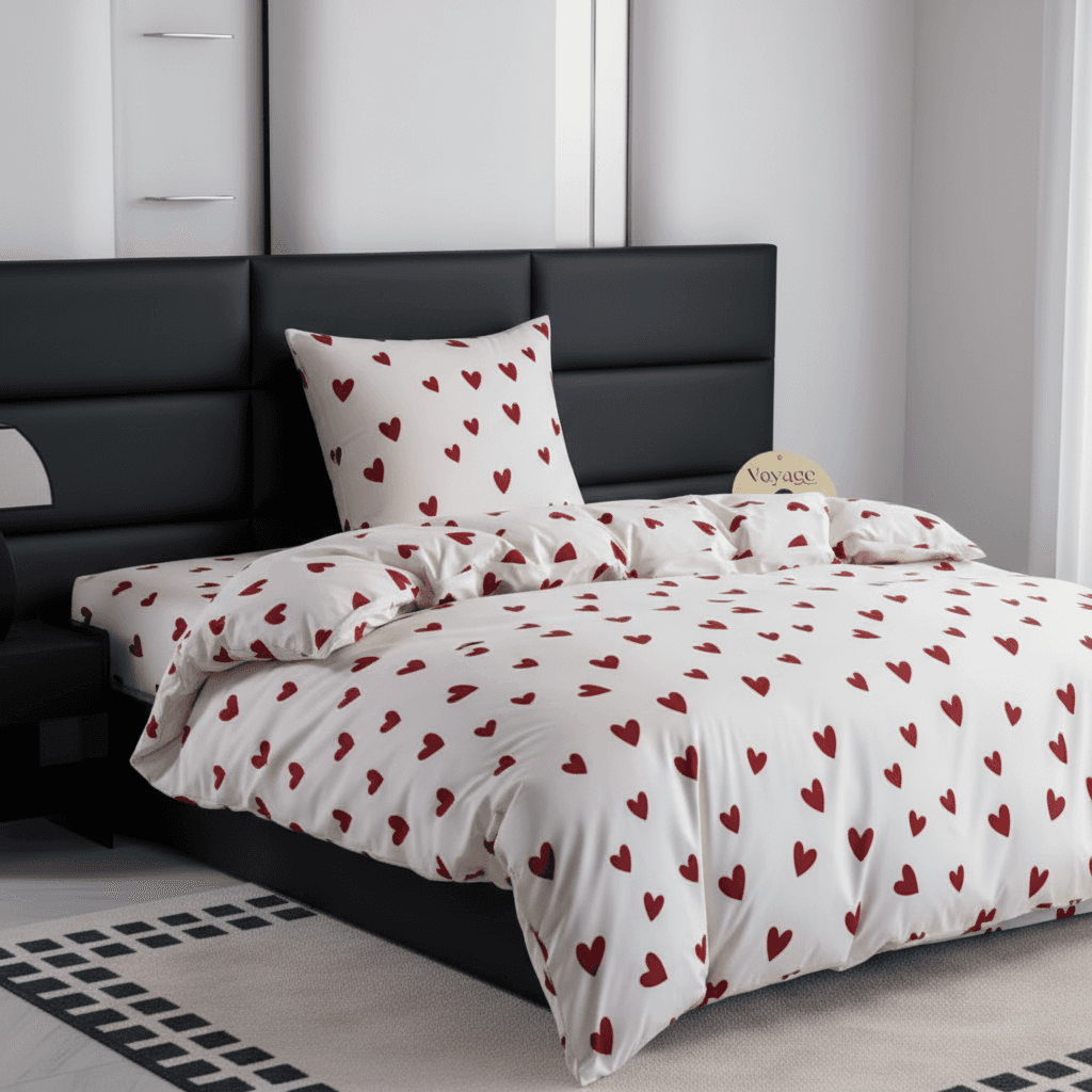 Pościel w czerwone serca 140×200/70×80