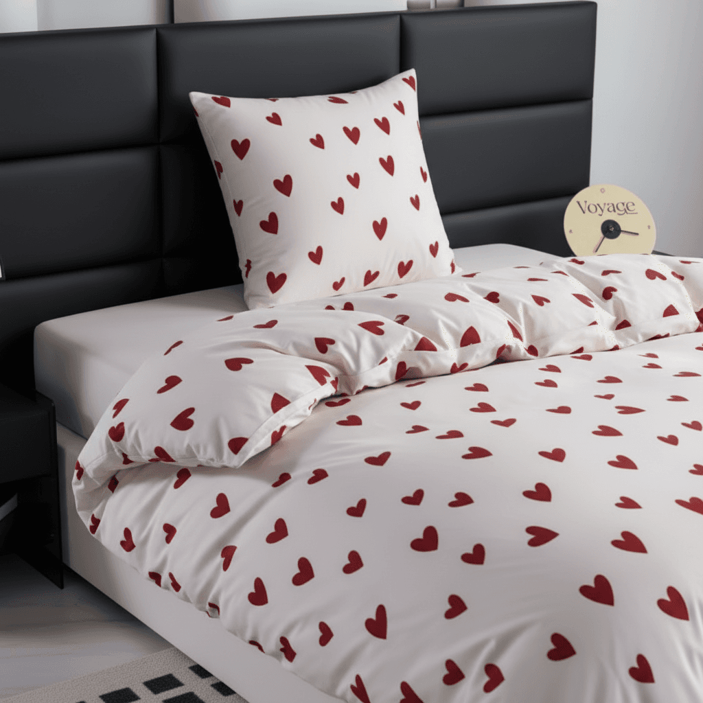 Pościel w czerwone serca 140×200/70×80