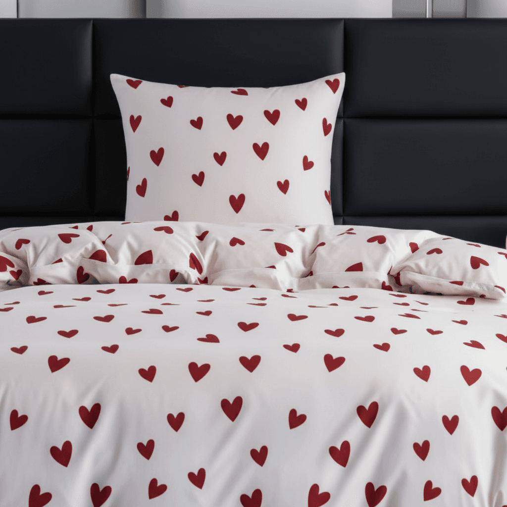 Pościel w czerwone serca 140×200/70×80
