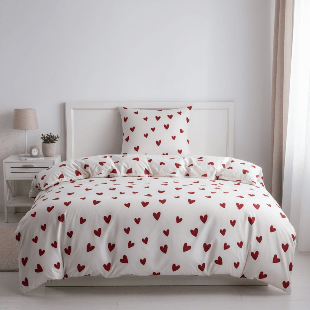 Pościel w czerwone serca 140×200/70×80